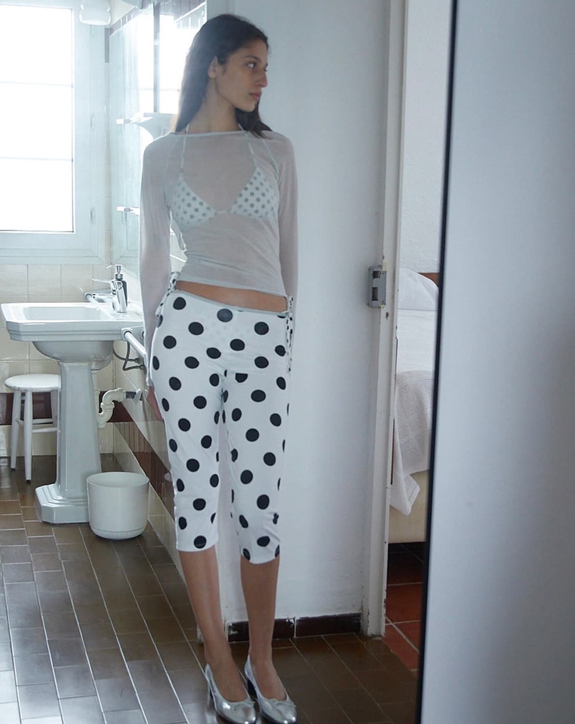 [M]기마구아스 Aneu 도트 레깅스/화이트 상품이미지1