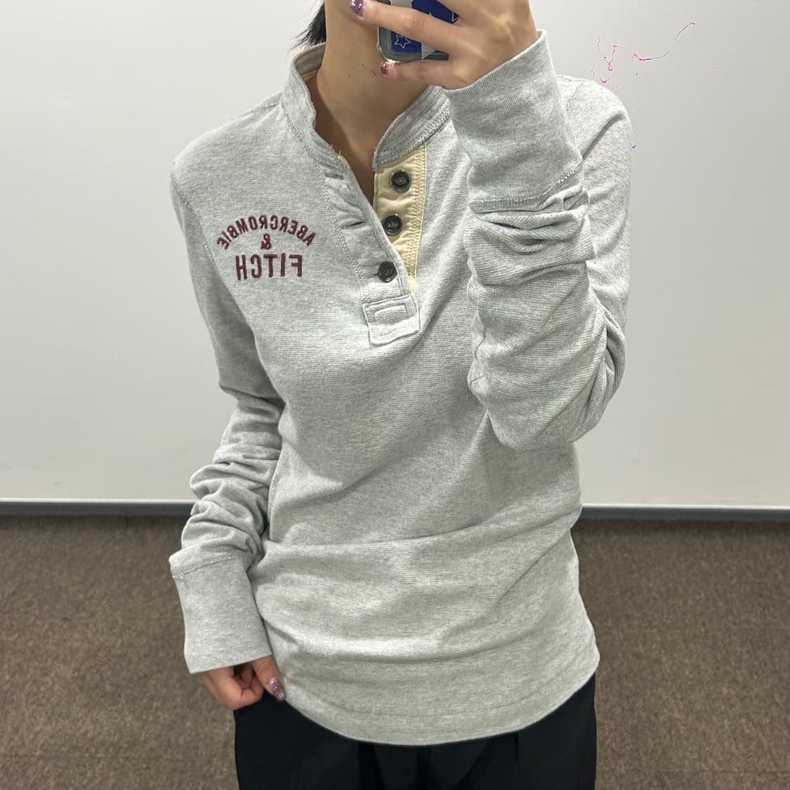 Abercrombie 아베크롬비 그레이 헨리넥 롱슬리브 상품이미지2