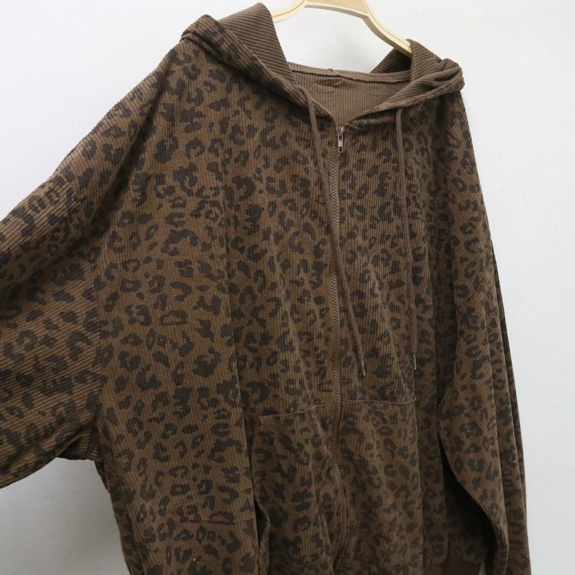 DAZY 골덴 호피 후드 집업 61804 상품이미지6