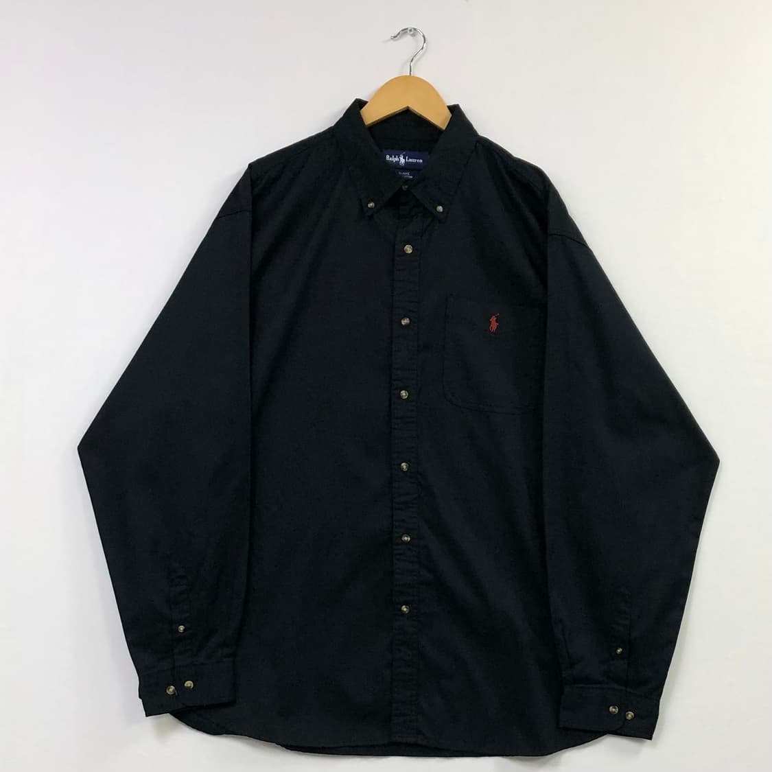 Xxl 폴로 블랙 솔리드코튼 셔츠 상품이미지2