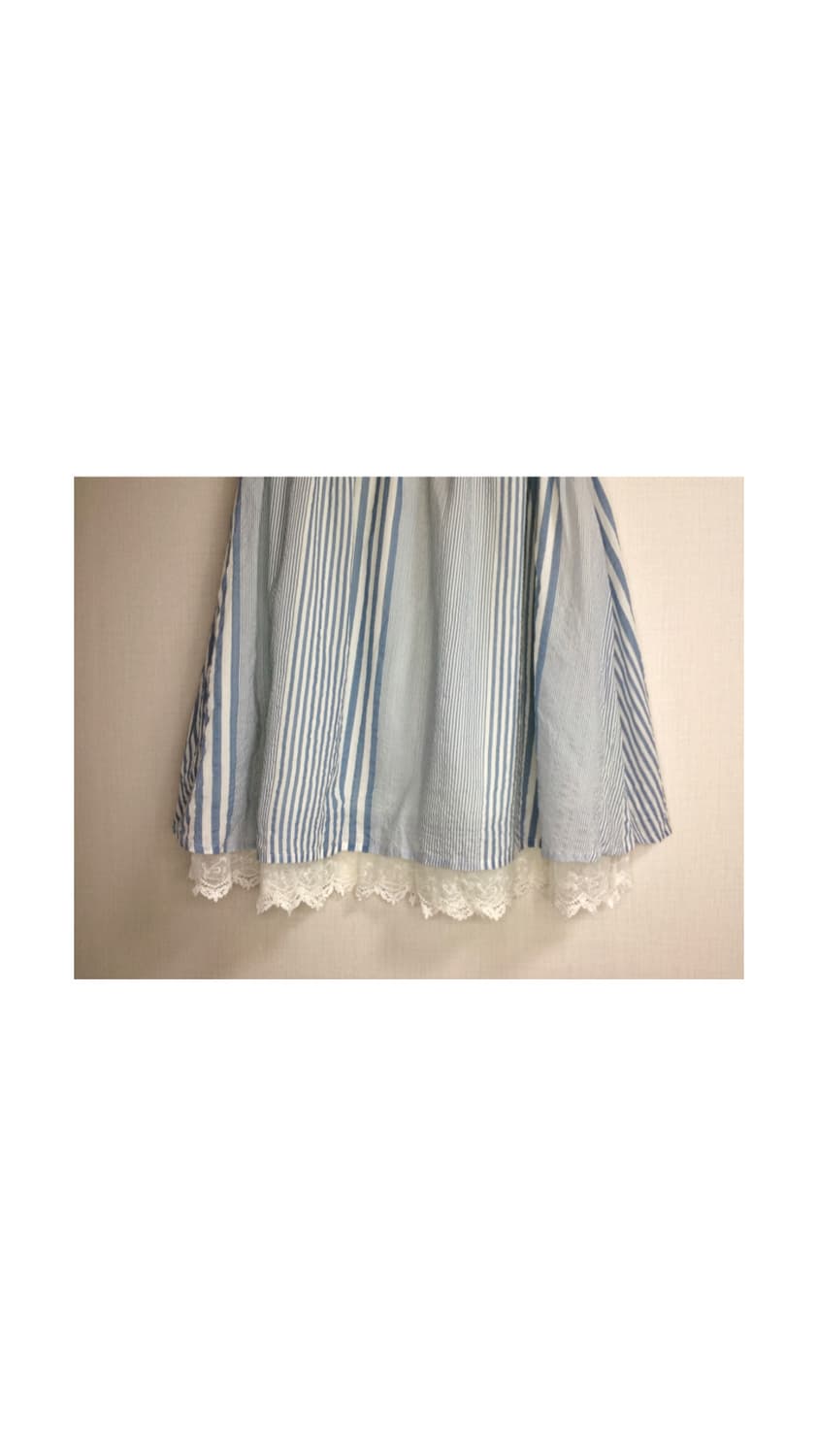 빈티지 블루 레이스 레이어드 미디 스커트 상품이미지3