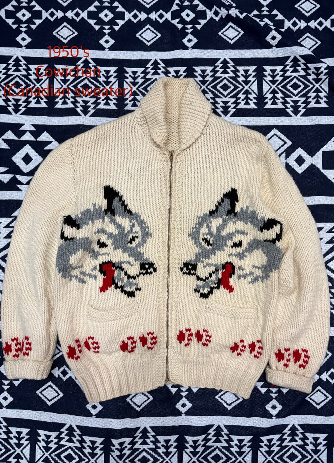 1950‘s Wolf Cowichan 늑대 코위찬 XXL 상품이미지1