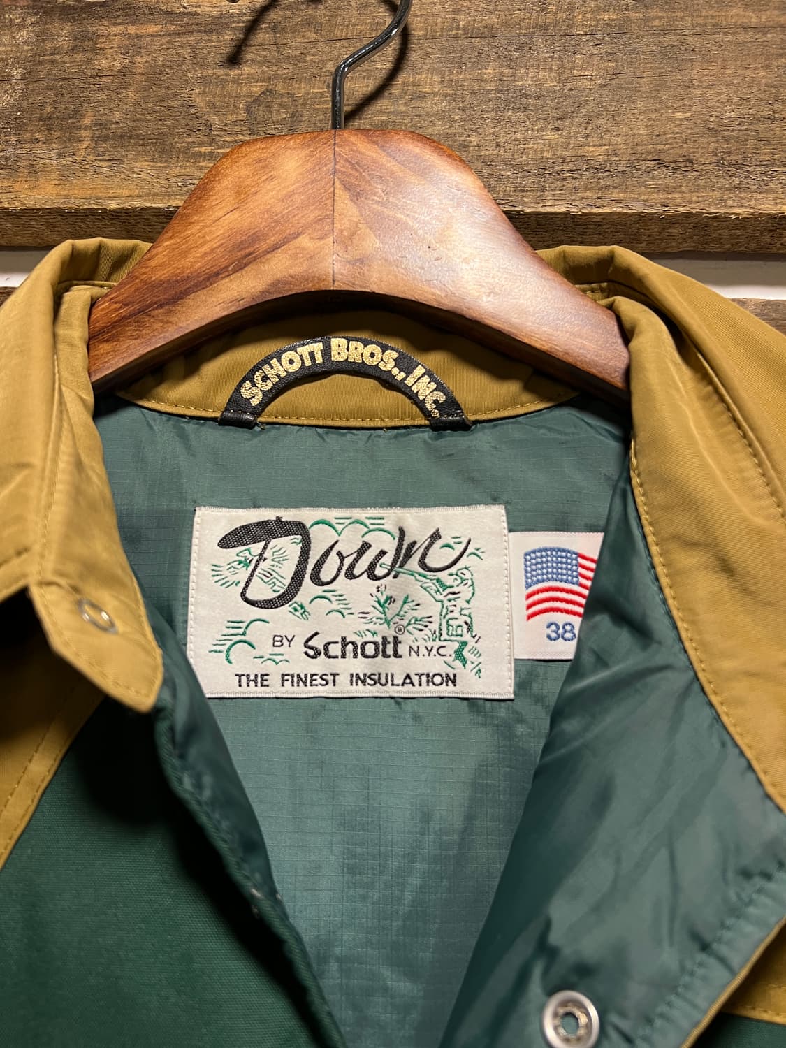 [M]Schott 쇼트 빈티지 그린 요크 다운 자켓 상품이미지2