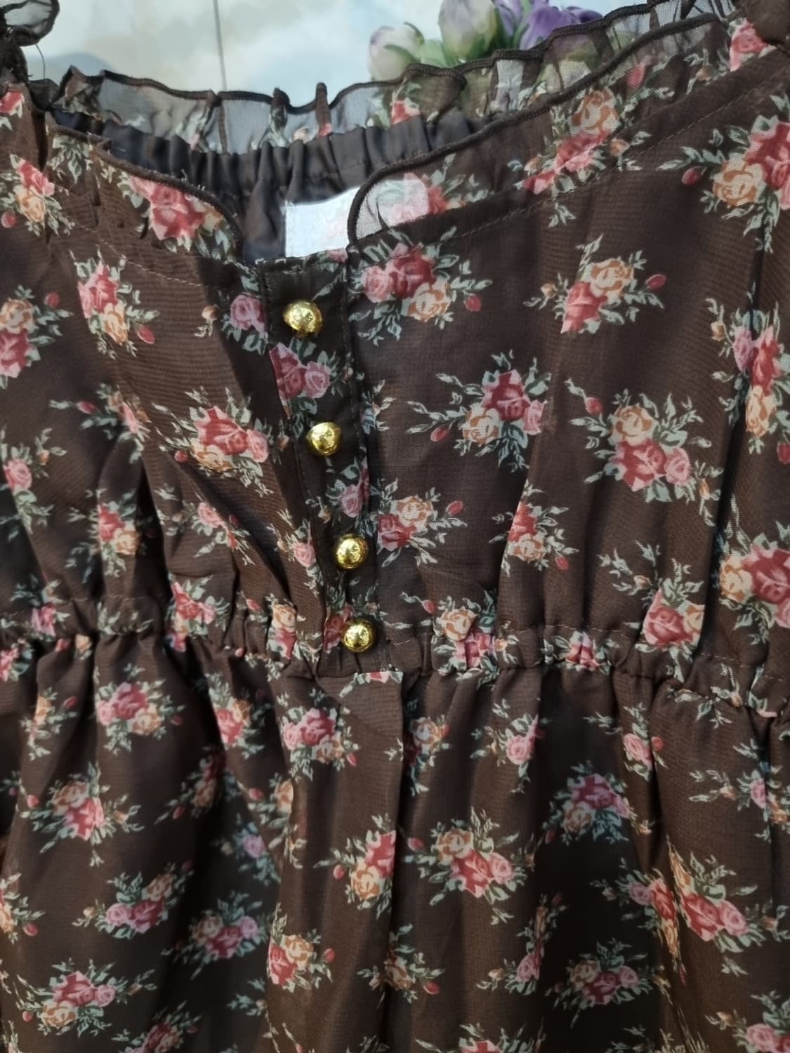 LIZ LISA 오프숄더 로즈 쉬폰 원피스 상품이미지2