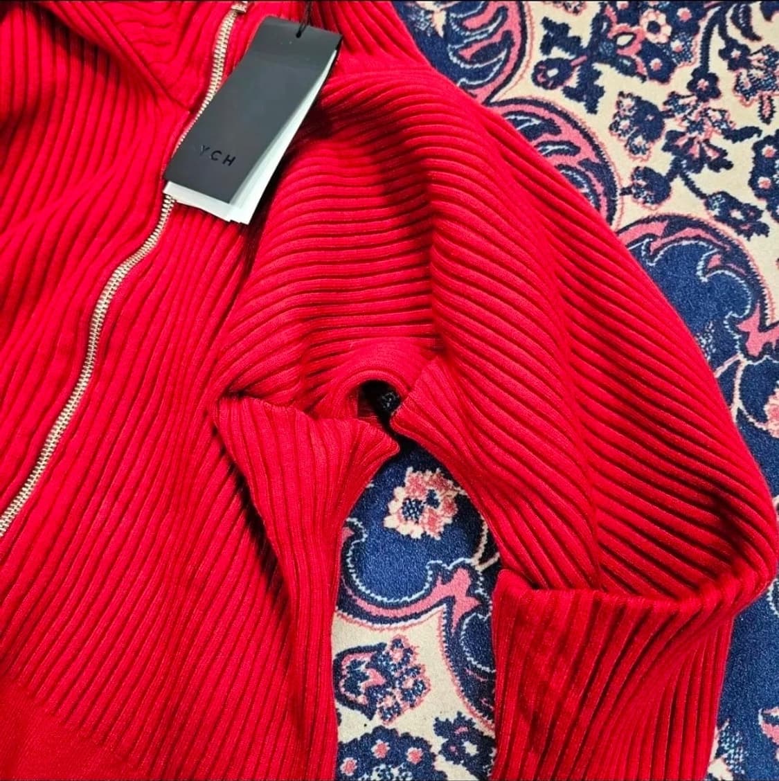 새상품) 와이씨에이치(YCH) 하이넥 투웨이 디테일 집업 니트 상품이미지5