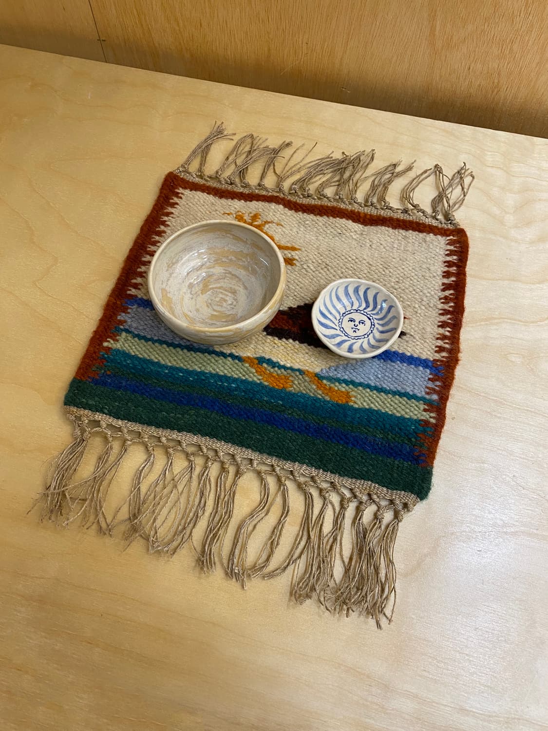 VTG hand made bird rug 빈티지 핸드메이드 새 러그 상품이미지4