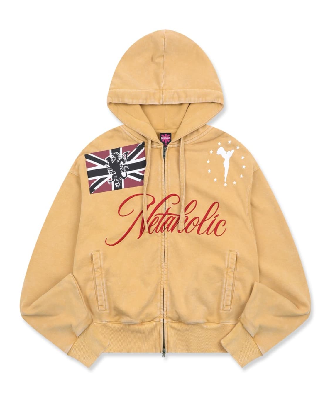 GHD041 네타홀릭 빈티지 후드 집업 (YELLOW) 차콜 상품이미지2