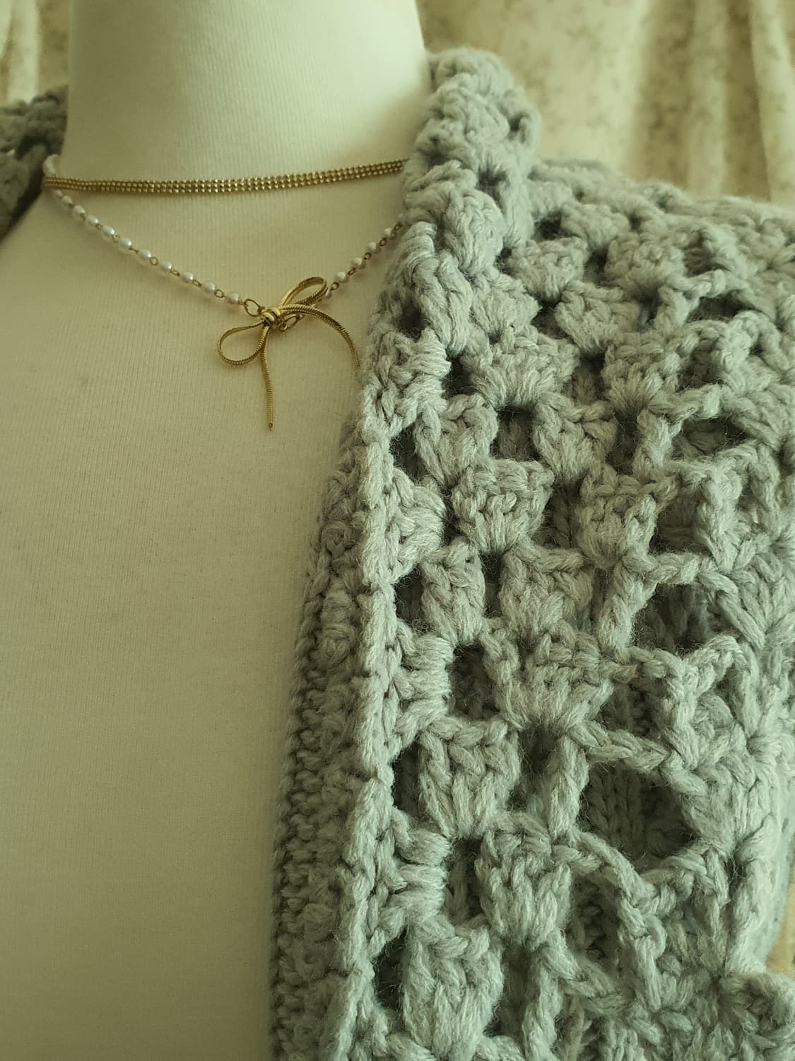 [빈티지] 크로셰 뜨개 가디건 회색 상품이미지2