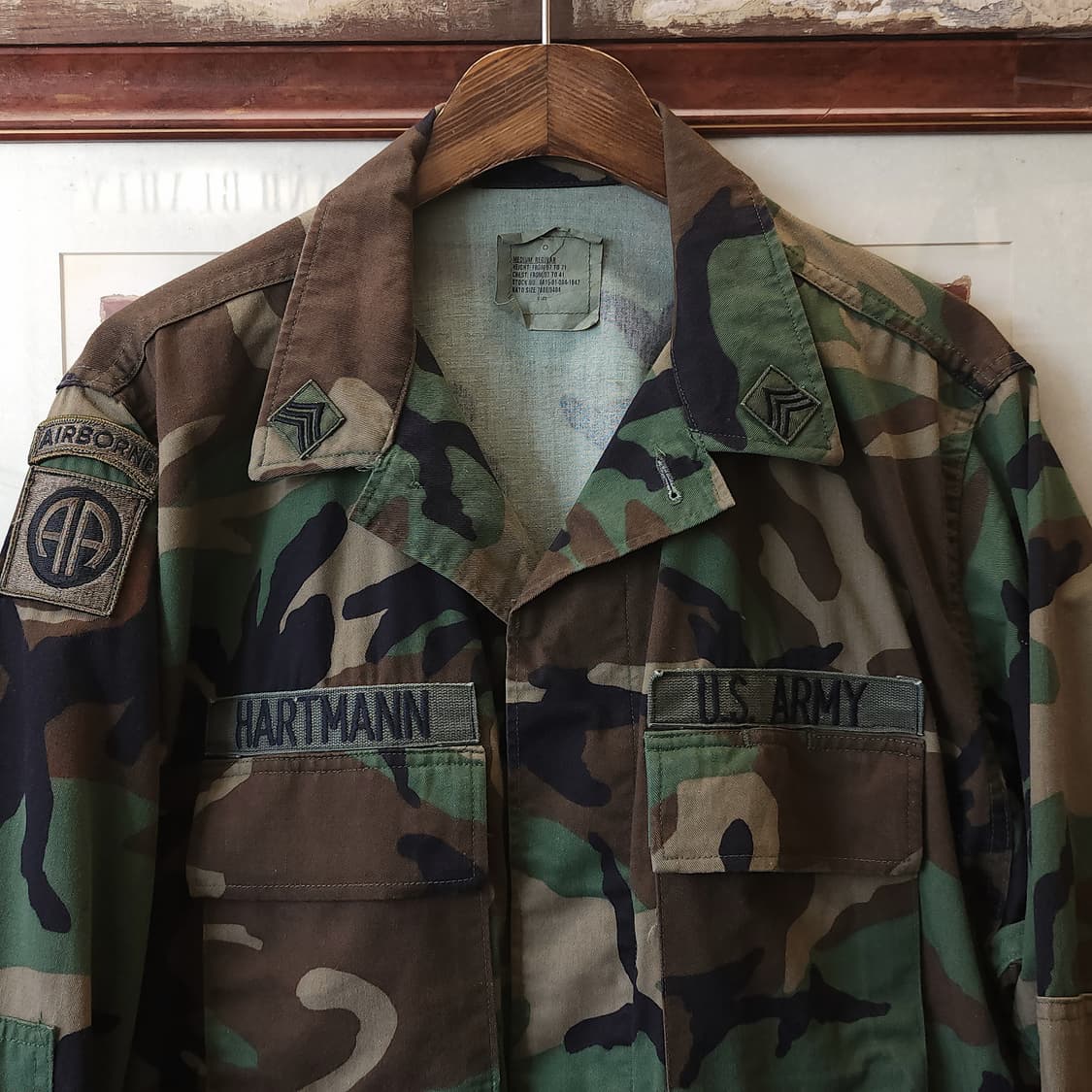 90s 미군 BDU 카모셔츠 우드랜드 미디움 레귤러 부대패치 상품이미지4