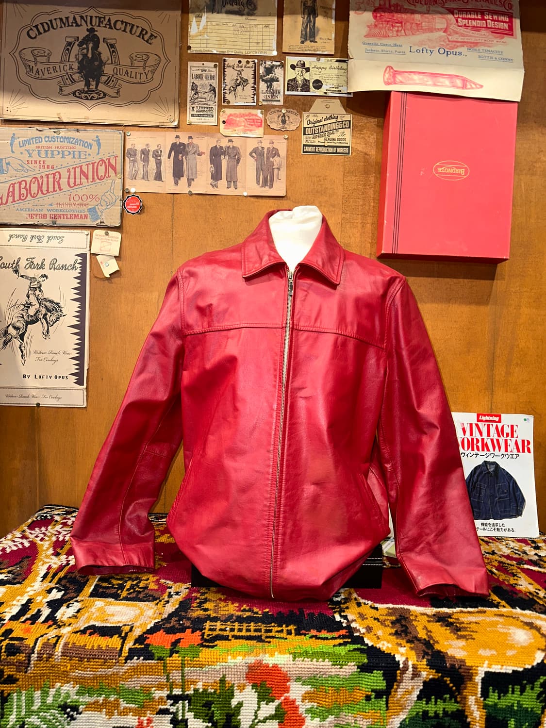 ( L ) 런던포그 가죽자켓 레더자켓 빈티지가죽 빨강가죽 레드가죽 상품이미지3
