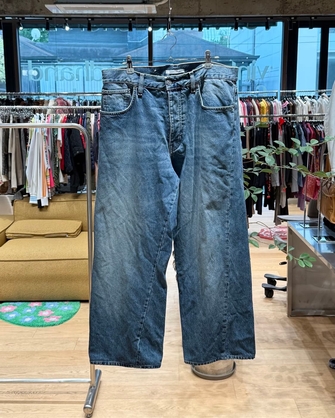 선플라워 데님 와이드 팬츠 상품이미지1