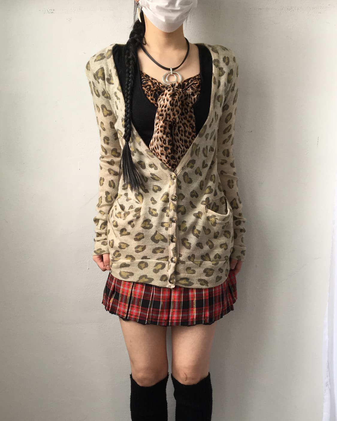 Leopard pattern knit cardigan 상품이미지1