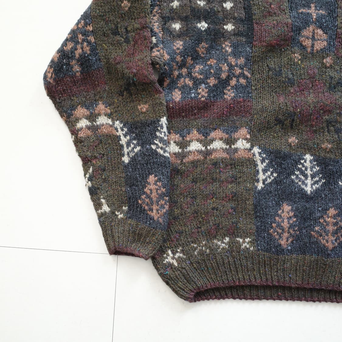 아디론닥 핸드메이드 패치워크 울 니트 M 상품이미지9