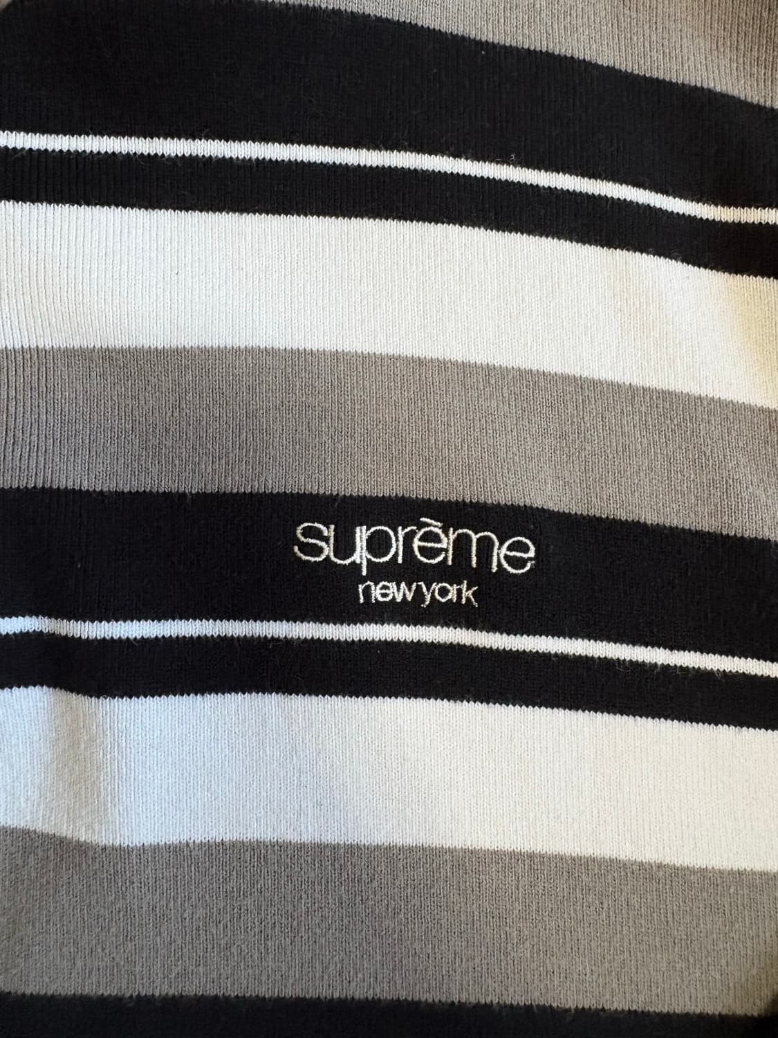 슈프림 스트라이프 집 롱슬리브 폴로 블랙 24FW L 상품이미지6