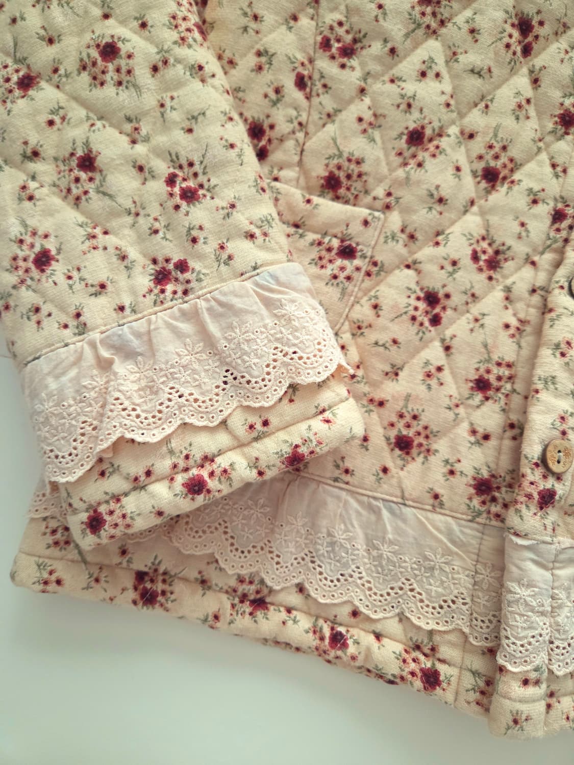 잔꽃 누빔 레이스 후드 아우터 상품이미지4