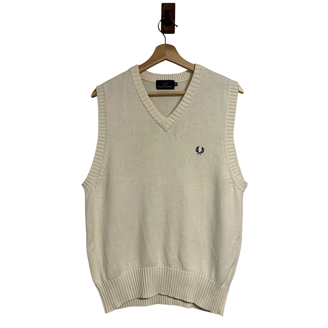 프레드페리 재팬  브이넥 코튼 니트 베스트 M 상품이미지2