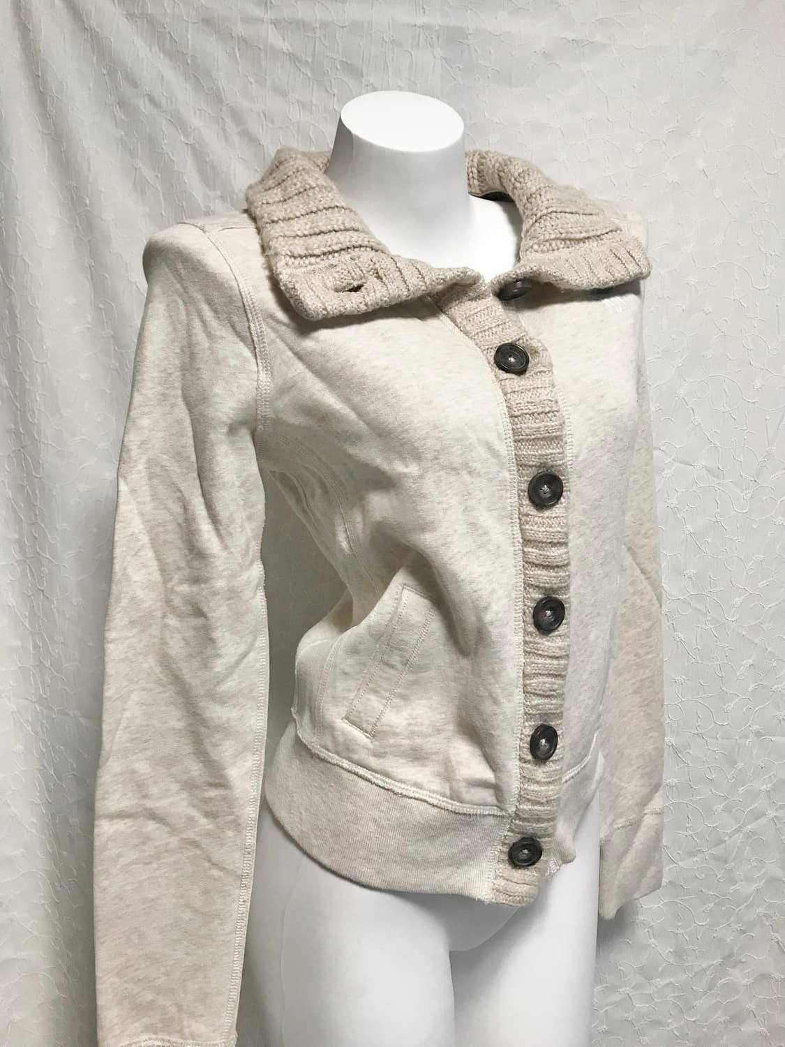 빈티지 아베크롬비 오트밀 니트 버튼 가디건 탑 상품이미지1