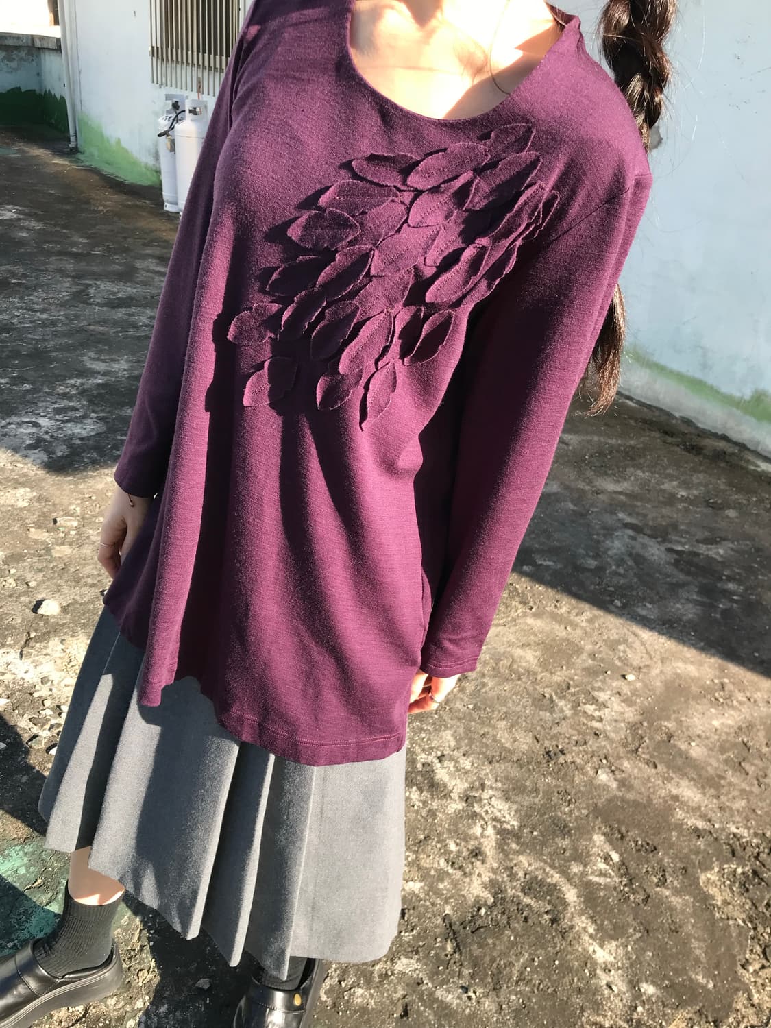 딥퍼플 나뭇잎 티셔츠 상품이미지1