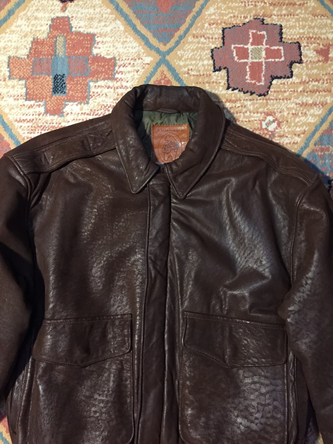 90‘s 골든베어 고트스킨 a-2 레더자켓 상품이미지2