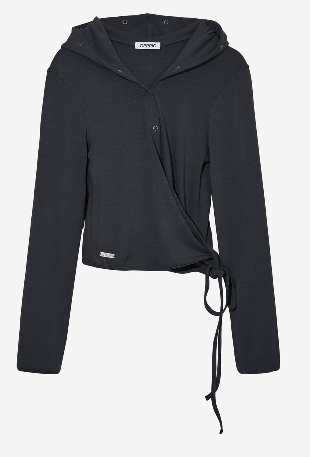 세릭 랩 후드 가디건 WRAP HOOD CARDIGAN CHARCOAL 상품이미지2