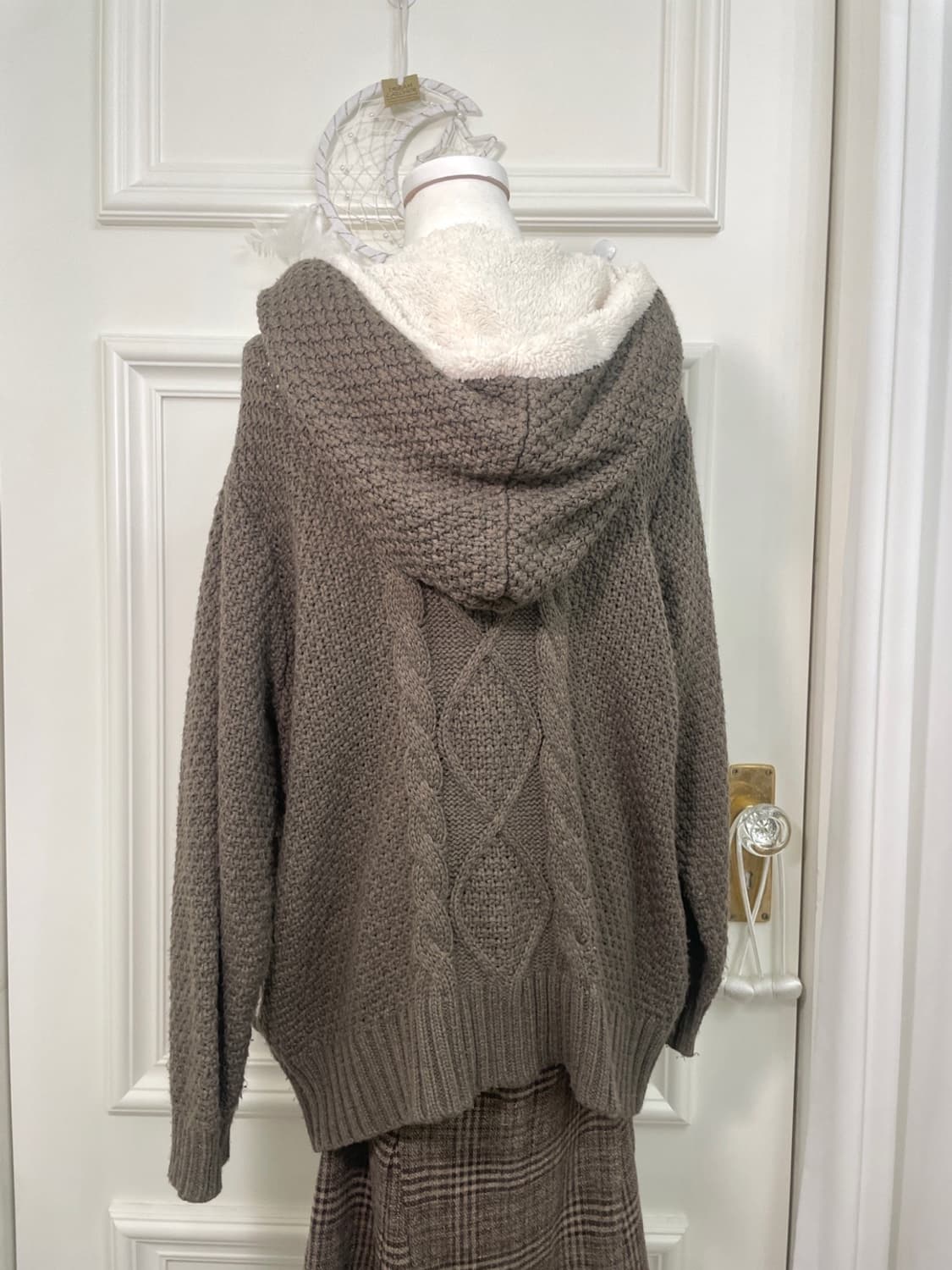 choco brown hoodie fur loose cardigan 상품이미지4