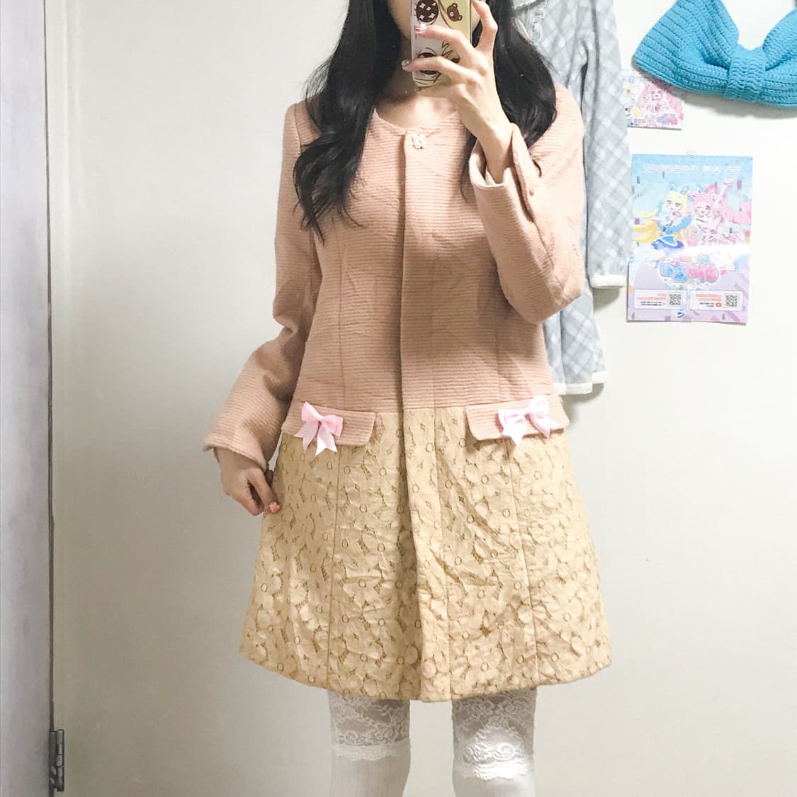 빈티지 핑크 레이스 리본 코트 히메갸루 로걀 라떼 페어리 모리걸 발레코어 상품이미지2