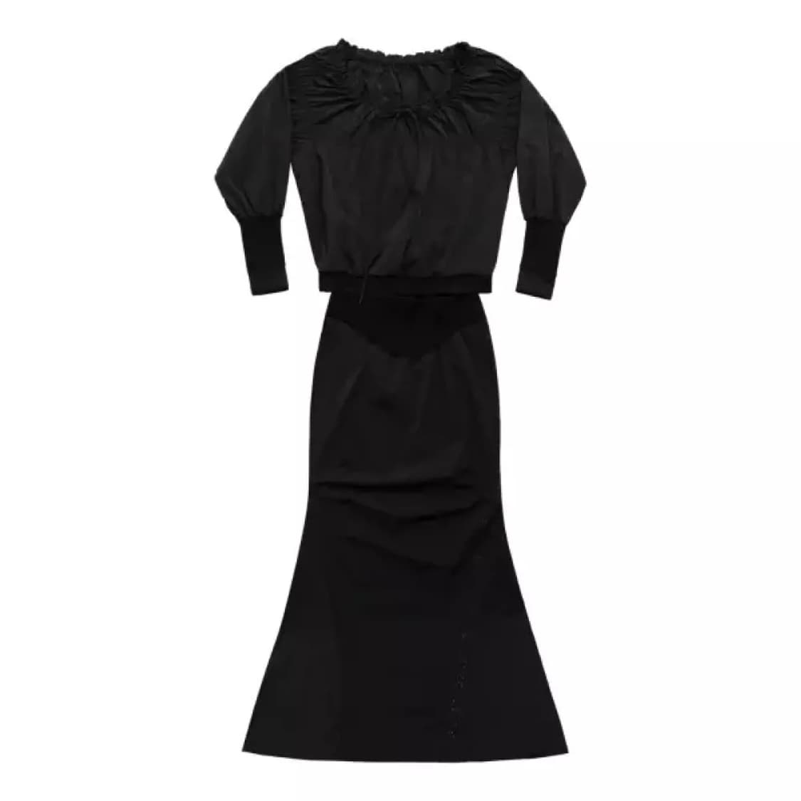 오호스 투웨이 머메이드 원피스 블랙 상품이미지2