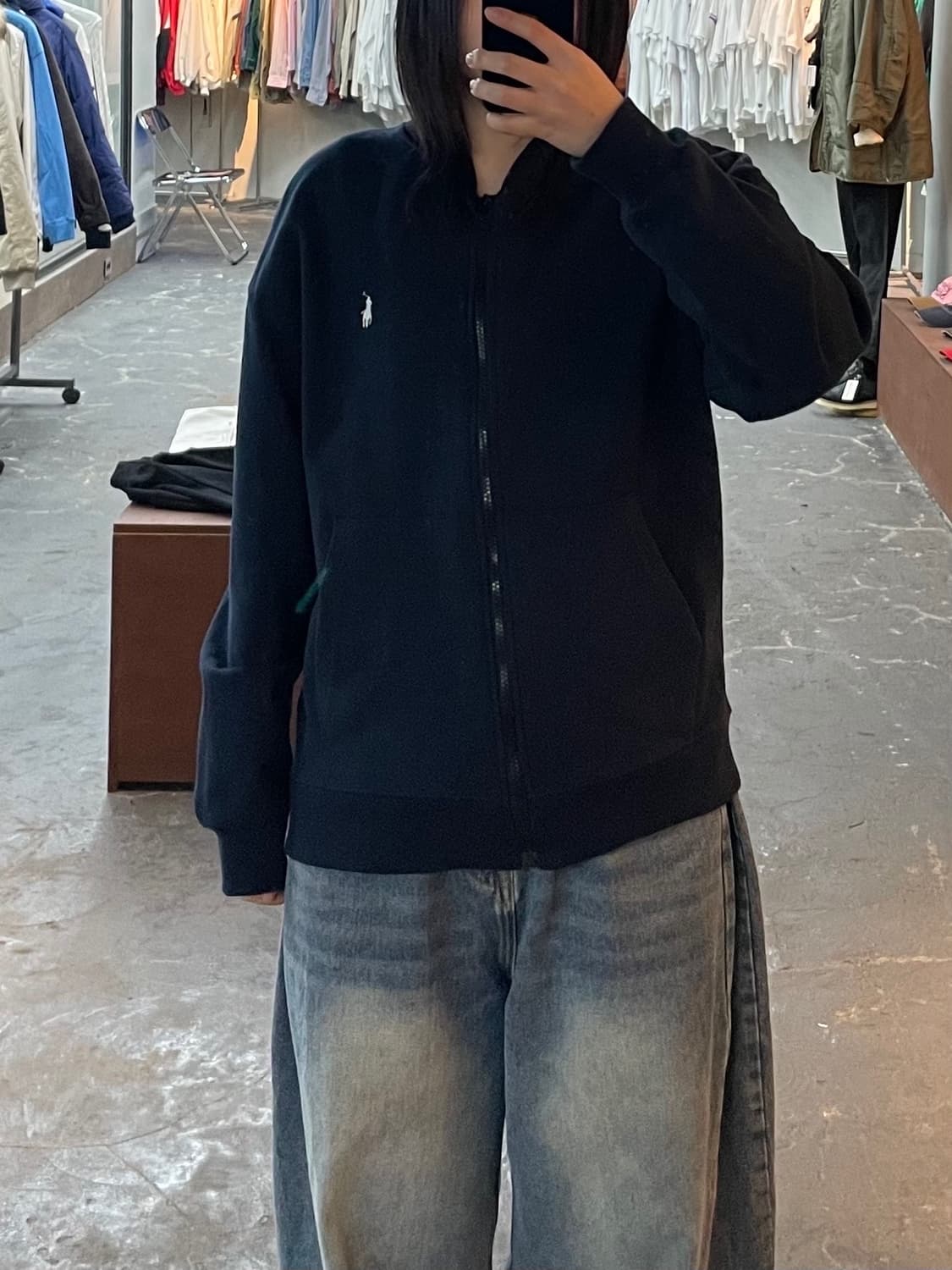 폴로 랄프로렌 네이비 자수로고 코튼 풀 집업 자켓 H1608 상품이미지1