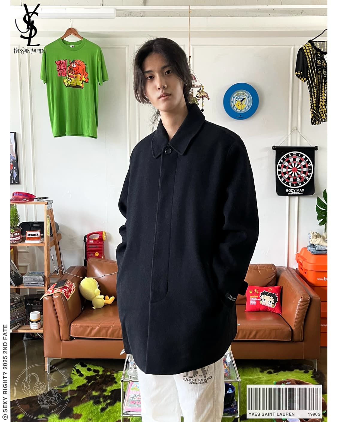 1990s YSL Pure Homme Black Wool Coat 상품이미지1