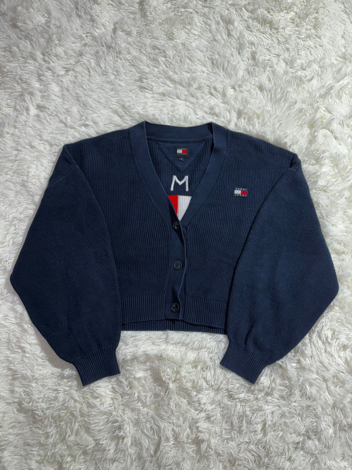 타미힐피거 네이비 빅로고 크롭 가디건  상품이미지4