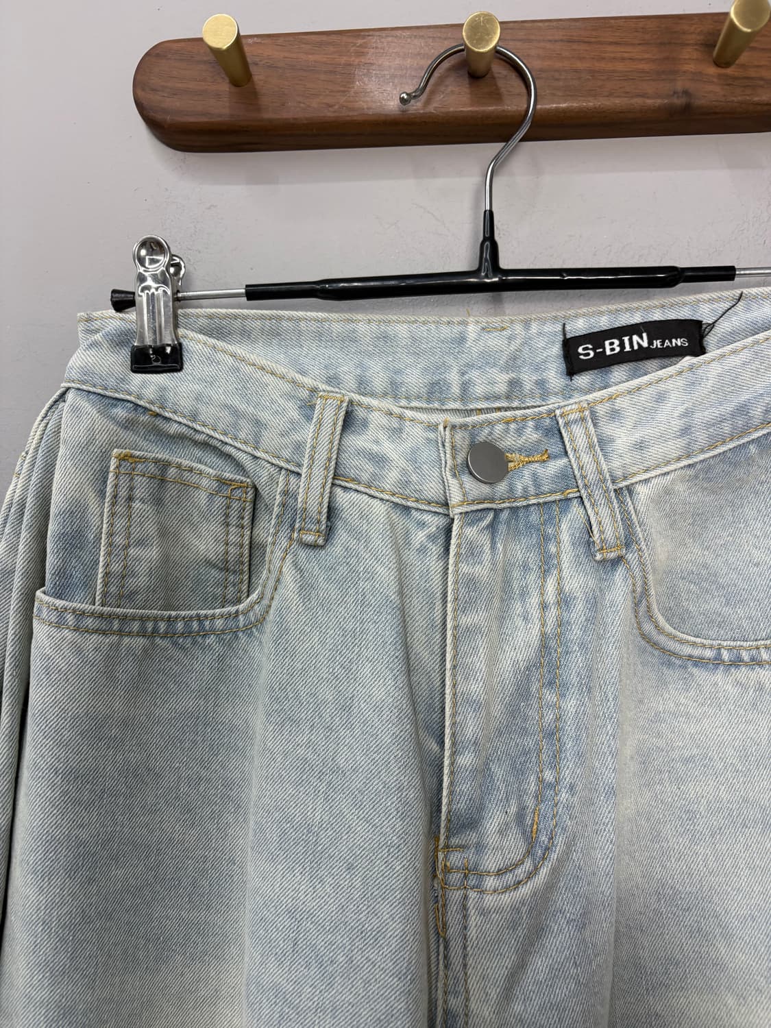 에스빈 연청 워싱 와이드 데님 팬츠 A3446 상품이미지3