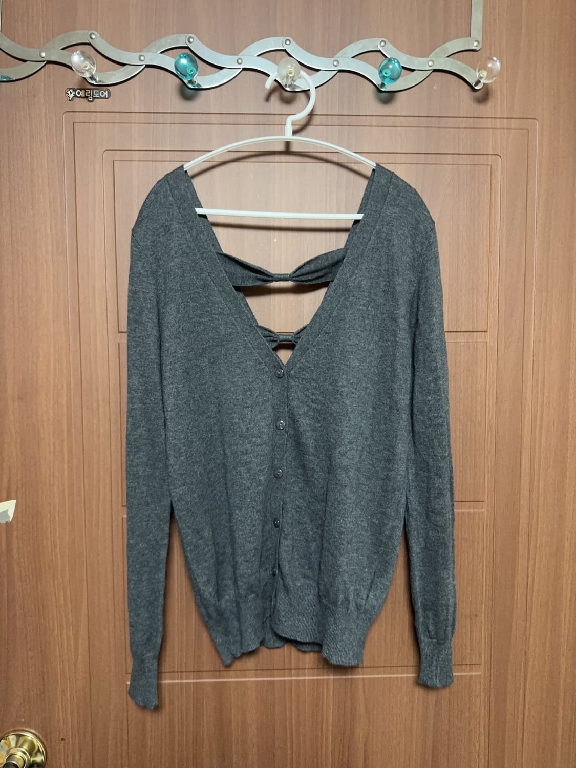 모리걸 하구미 일본 빈티지 니혼진 공겜여주 뒷리본 회색 그레이 가디건 상품이미지1