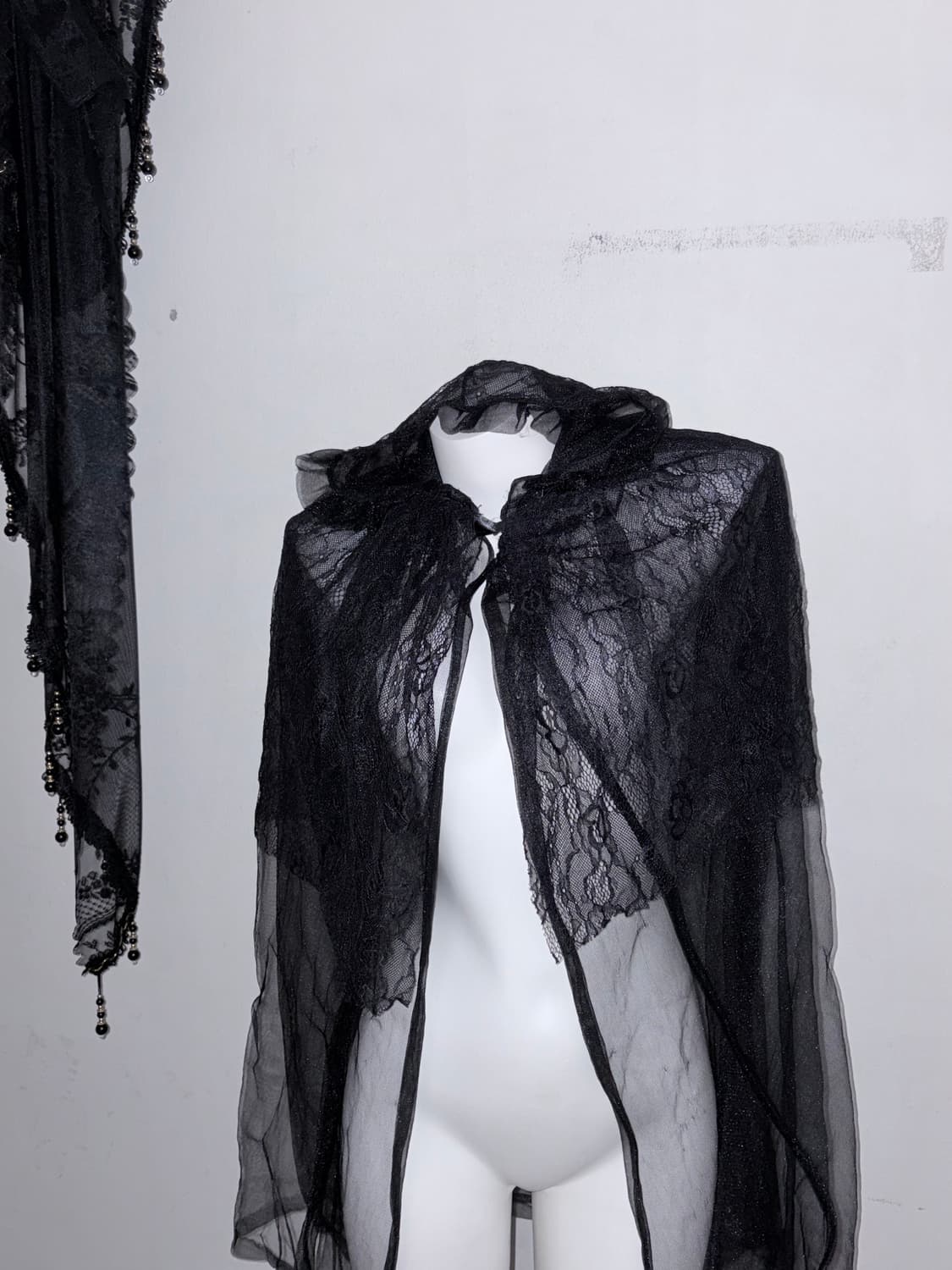 고스세트 2pcs 오사라기깔 시스루 레이스 다크페미닌 고딕 상품이미지7