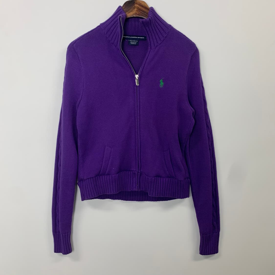 폴로 랄프로렌 퍼플 니트 집업 상품이미지2