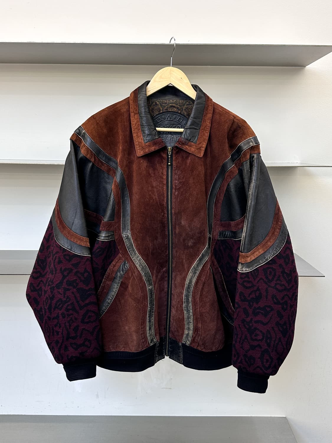 페카토 90s 레더 울 레오파드 자켓 상품이미지1