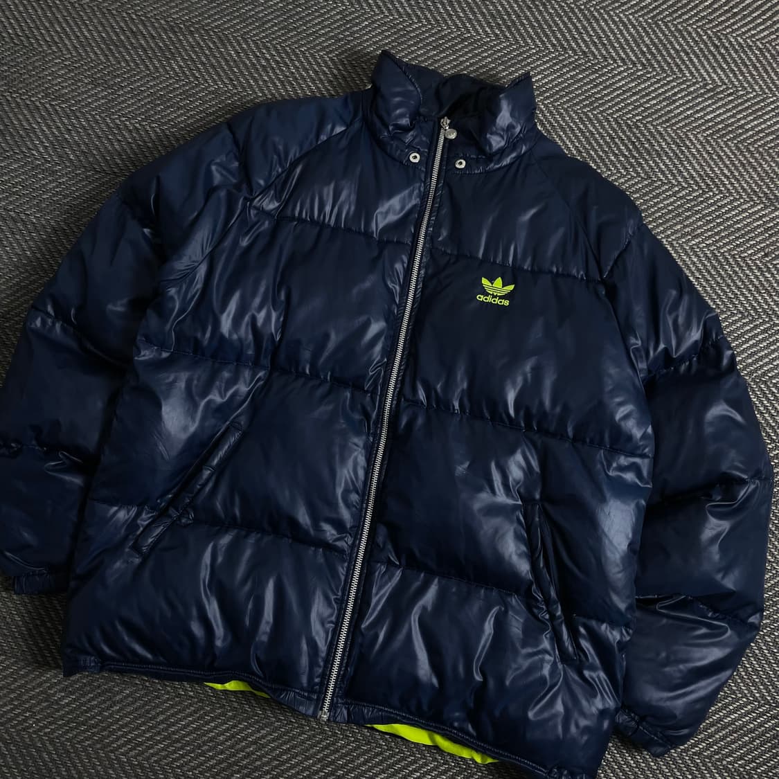 00s 아디다스 네온 자수로고 네이비 패딩 점퍼y 3896 상품이미지1