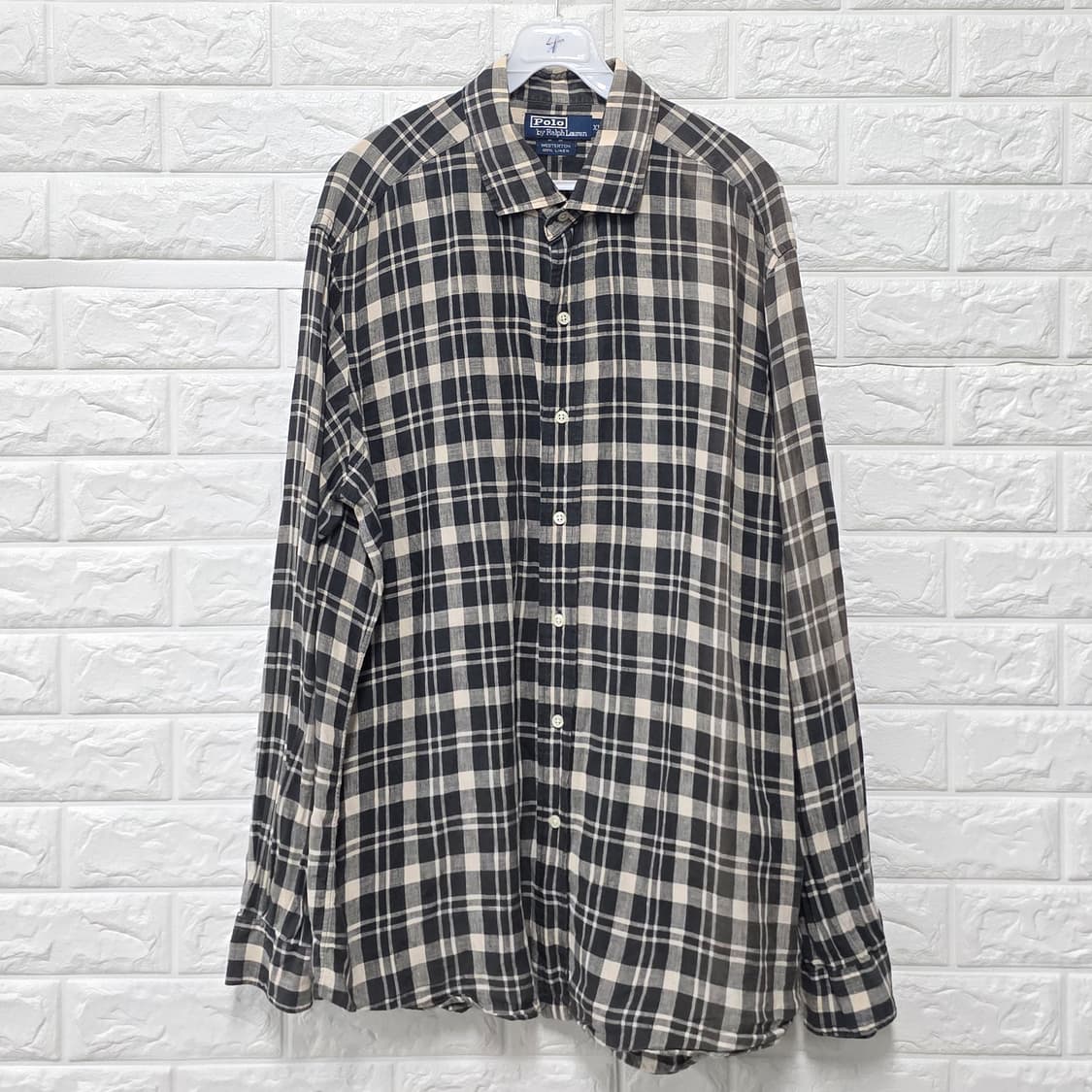 택포_ 폴로 랄프로렌 남성 린넨 체크 셔츠 XL 상품이미지1