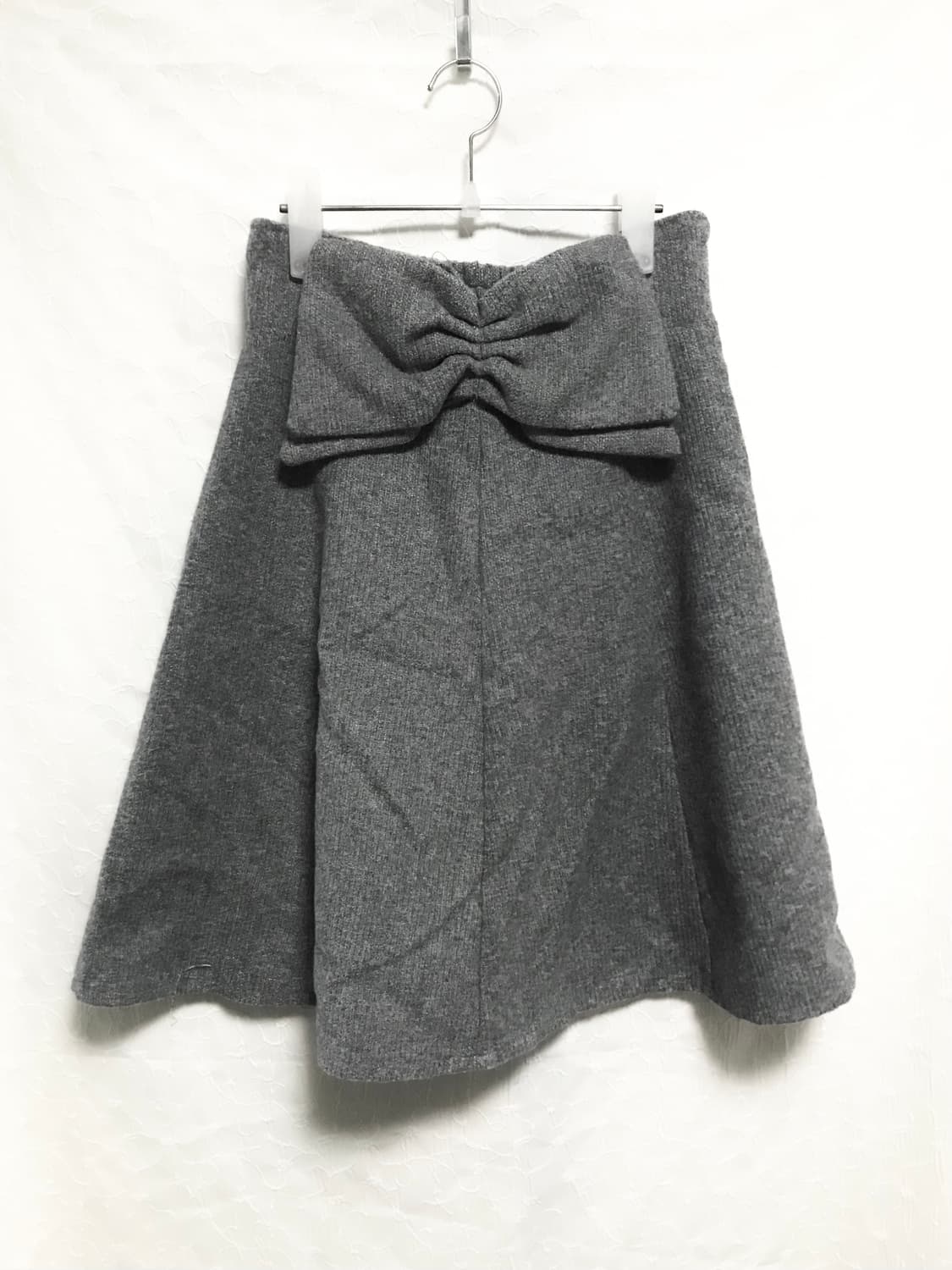 빈티지 니혼진 너드 그레이 리본 미디 스커트 상품이미지1