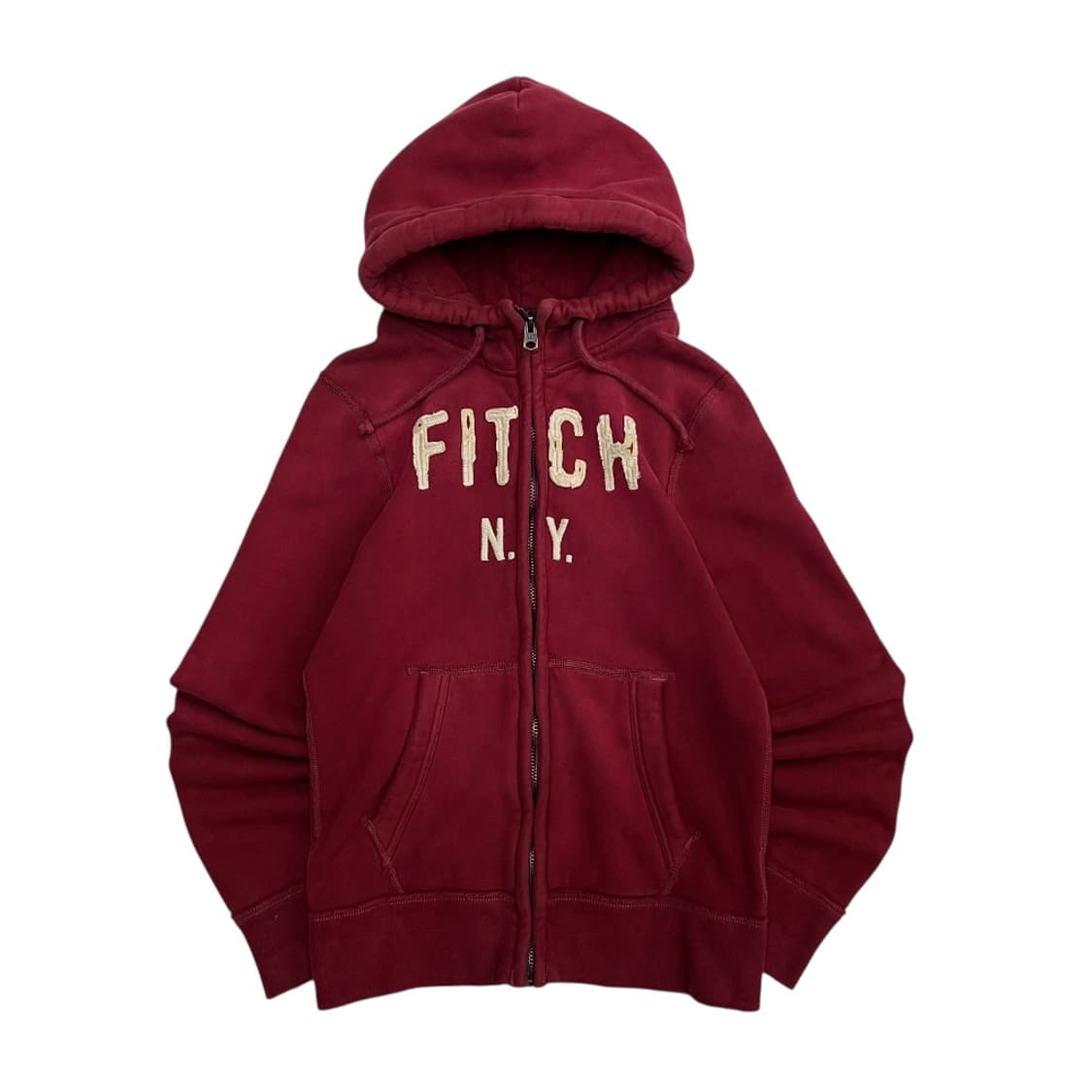 아베크롬비 센터로고 버건디 후드집업 S 상품이미지2