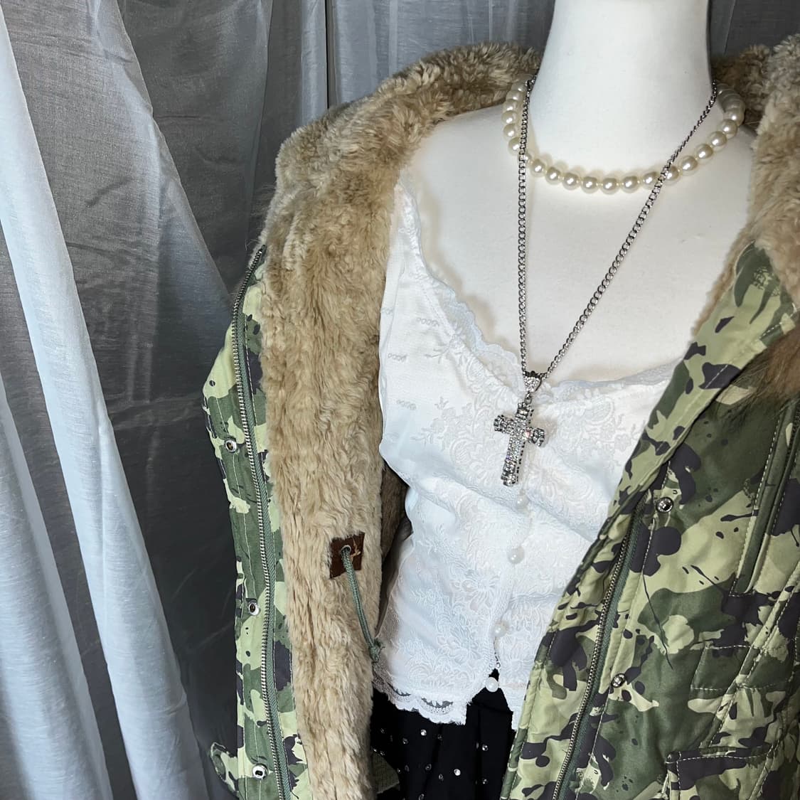 펑크 카모 인감퍼 패딩자켓 상품이미지2