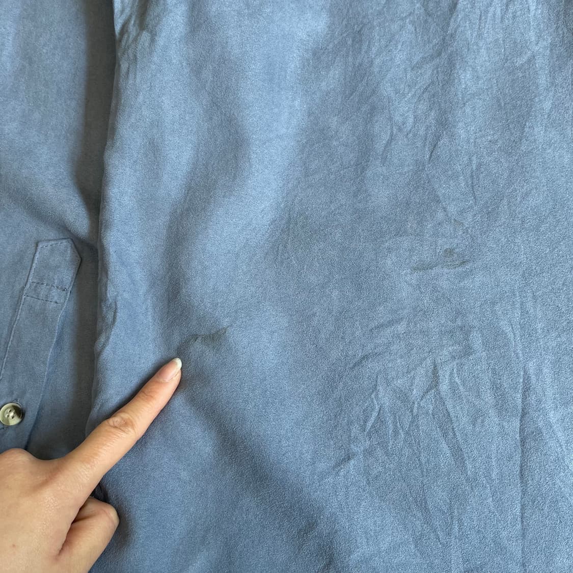 빈티지 블루 스웨이드 투포켓 긴팔 셔츠 L 상품이미지5