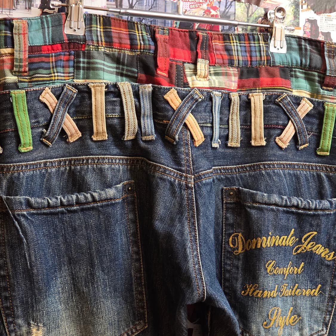 JPN 레이어드 체크 배색 데님 팬츠 상품이미지4