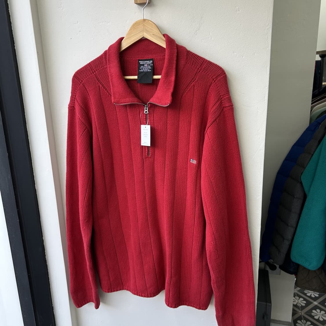 16033 - 폴로 랄프로렌 레드 성조기 반집업 니트 상품이미지2
