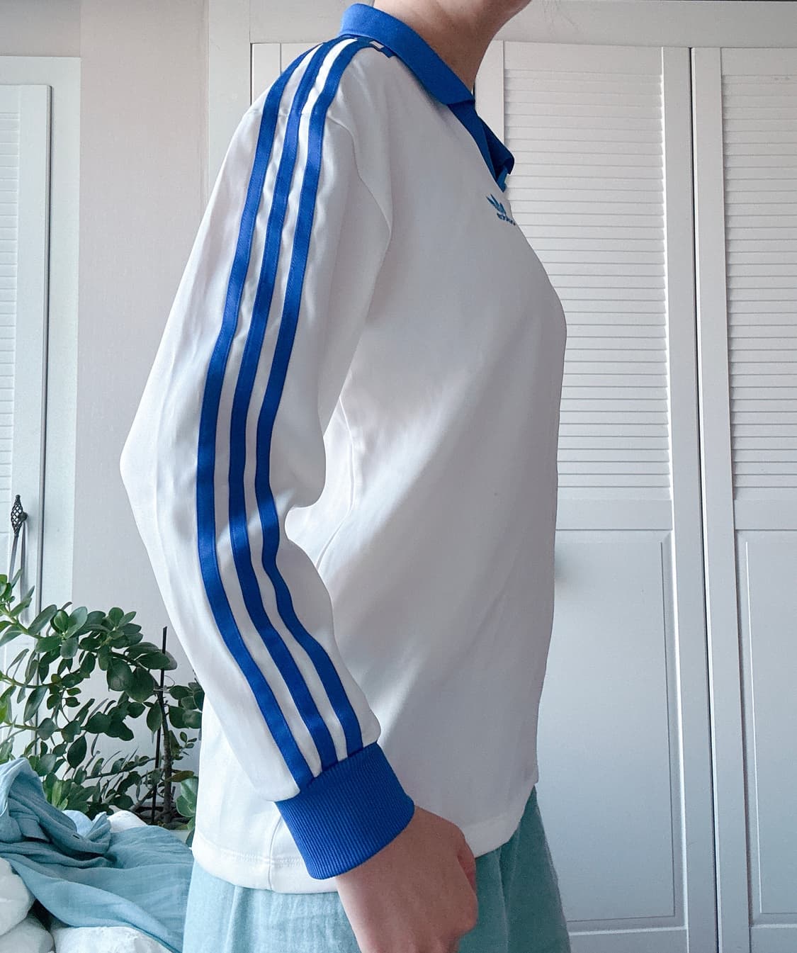 아디다스 새틴 롱슬리브 M 화이트블루 상품이미지4