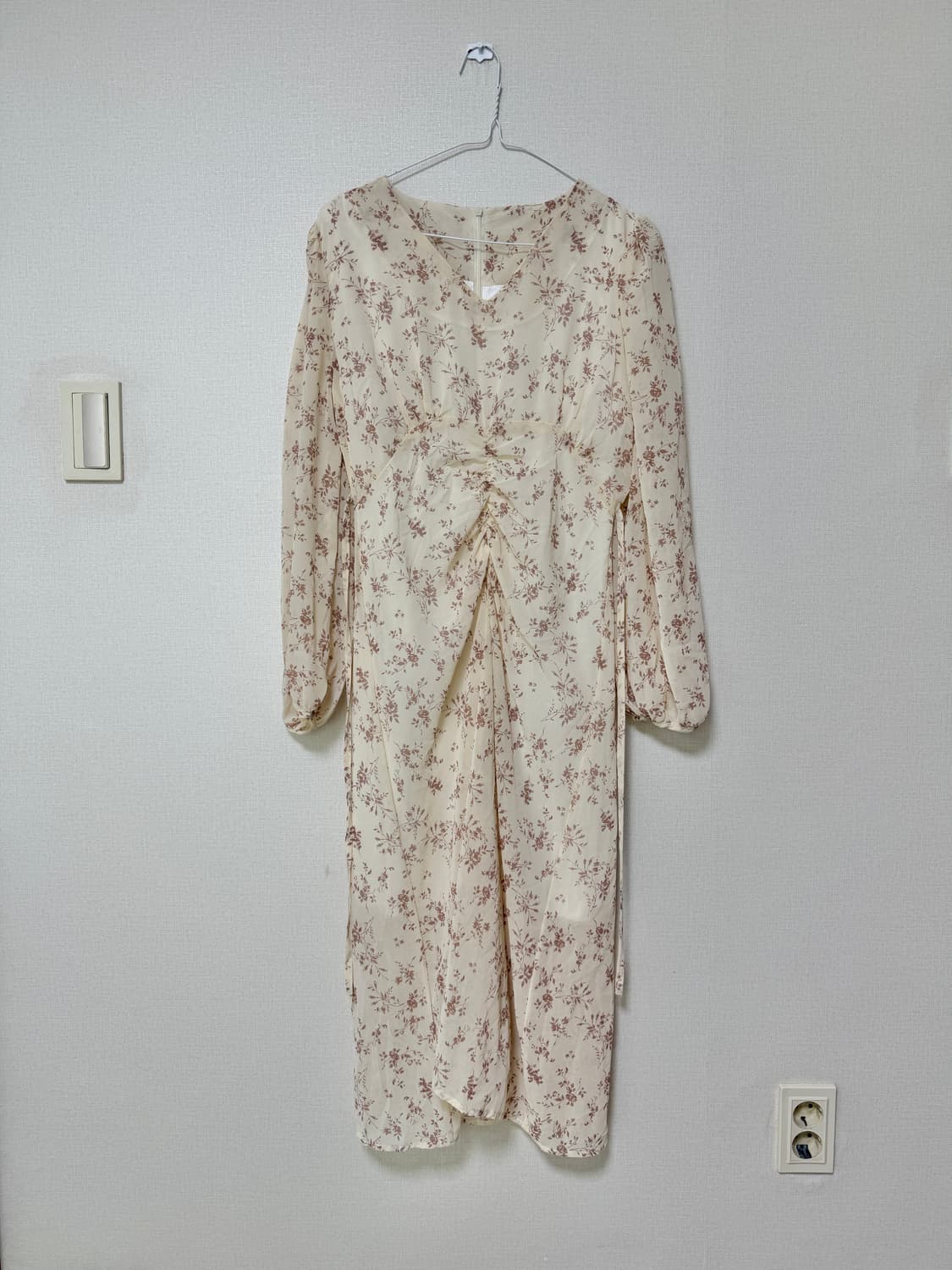 새상품,착용컷o)플라워 셔링 롱원피스 상품이미지1