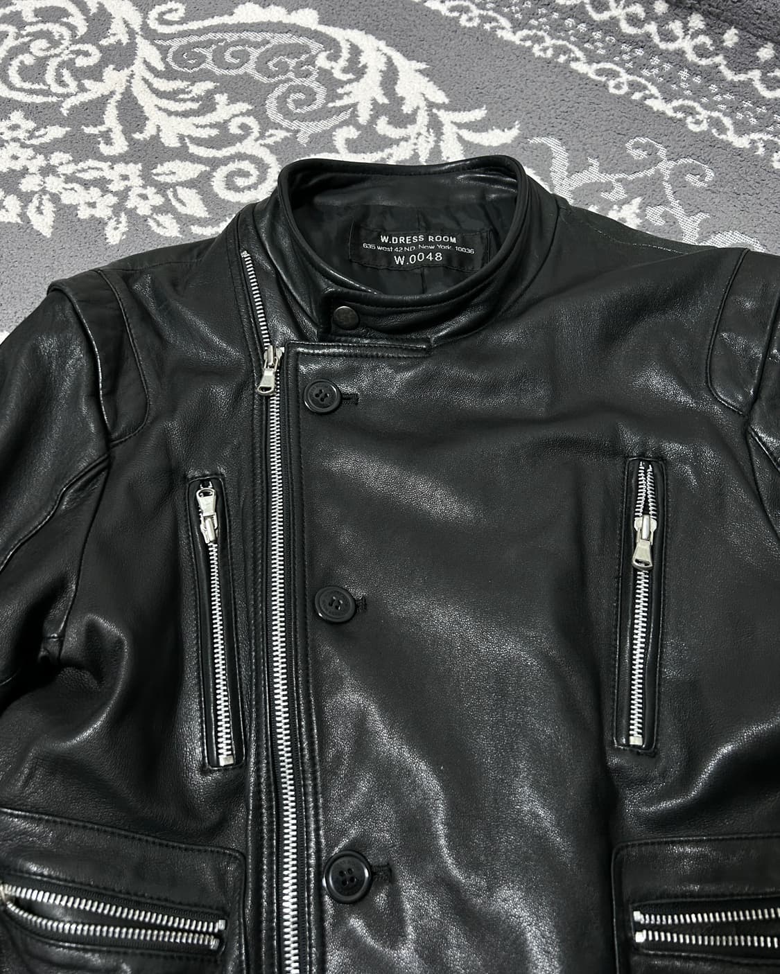 램스킨 더블 판넬 지퍼 레더 자켓 상품이미지5