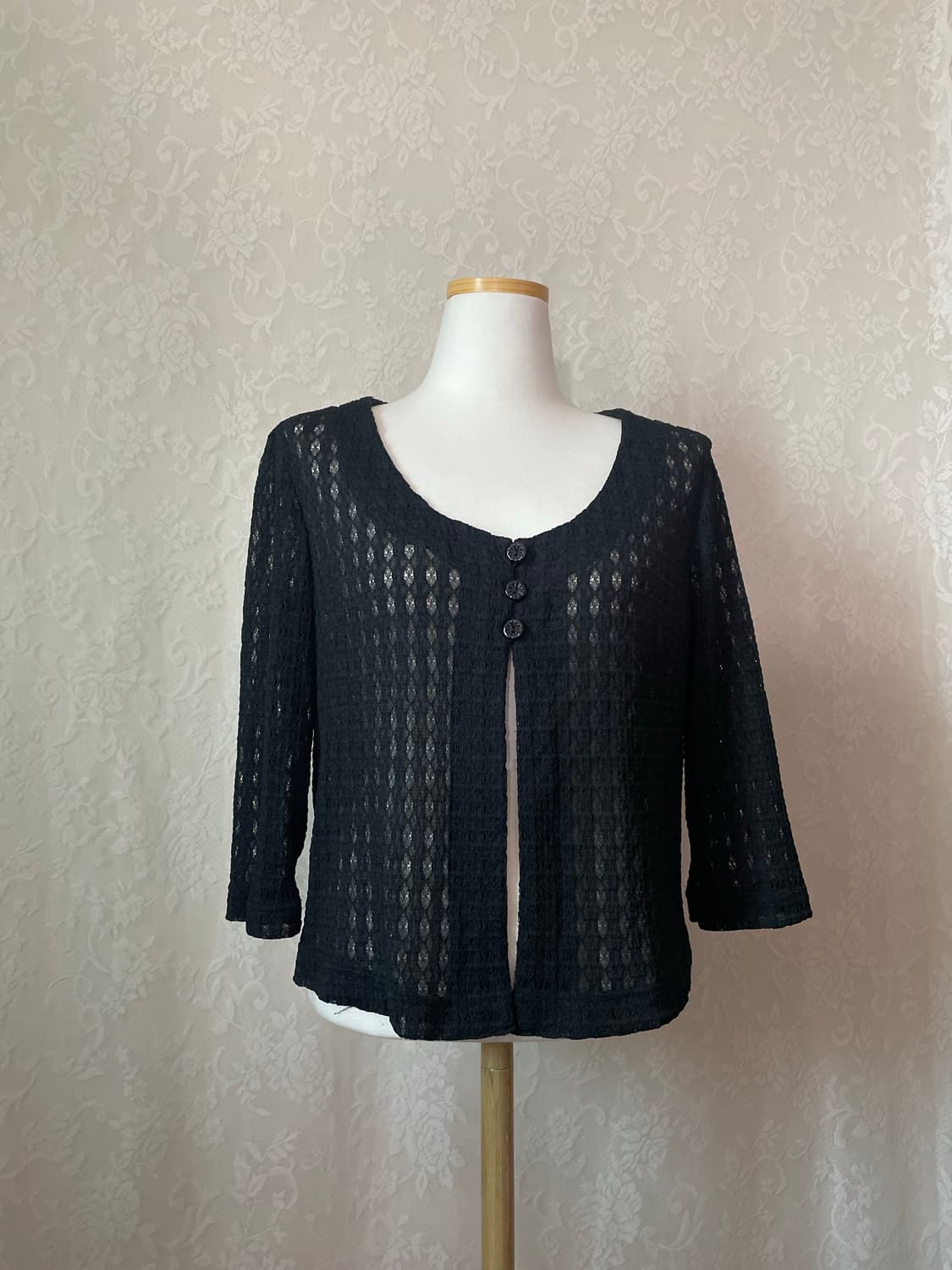 빈티지 블랙 시스루 니트 가디건 상품이미지2