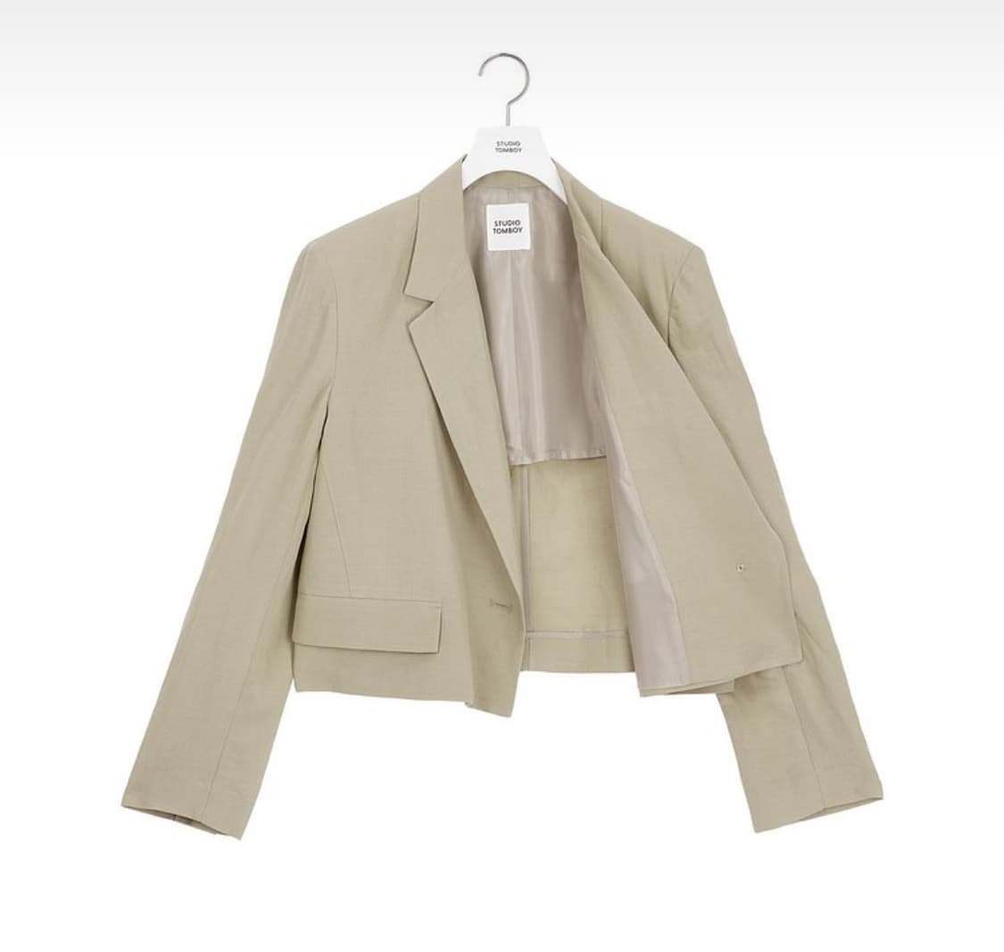 [Studio Tomboy]스튜디오톰보이 크롭 원버튼자켓(라이트베이지) 상품이미지3
