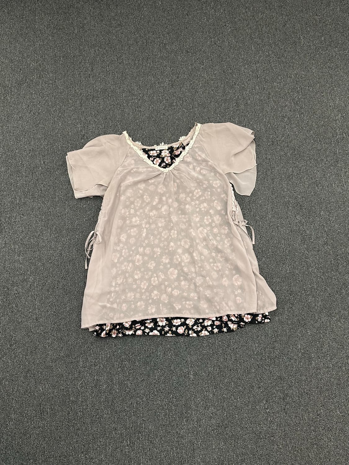 M)Axes Femme vintage 여성 레이스 플로럴 레이어드 블라우 상품이미지1