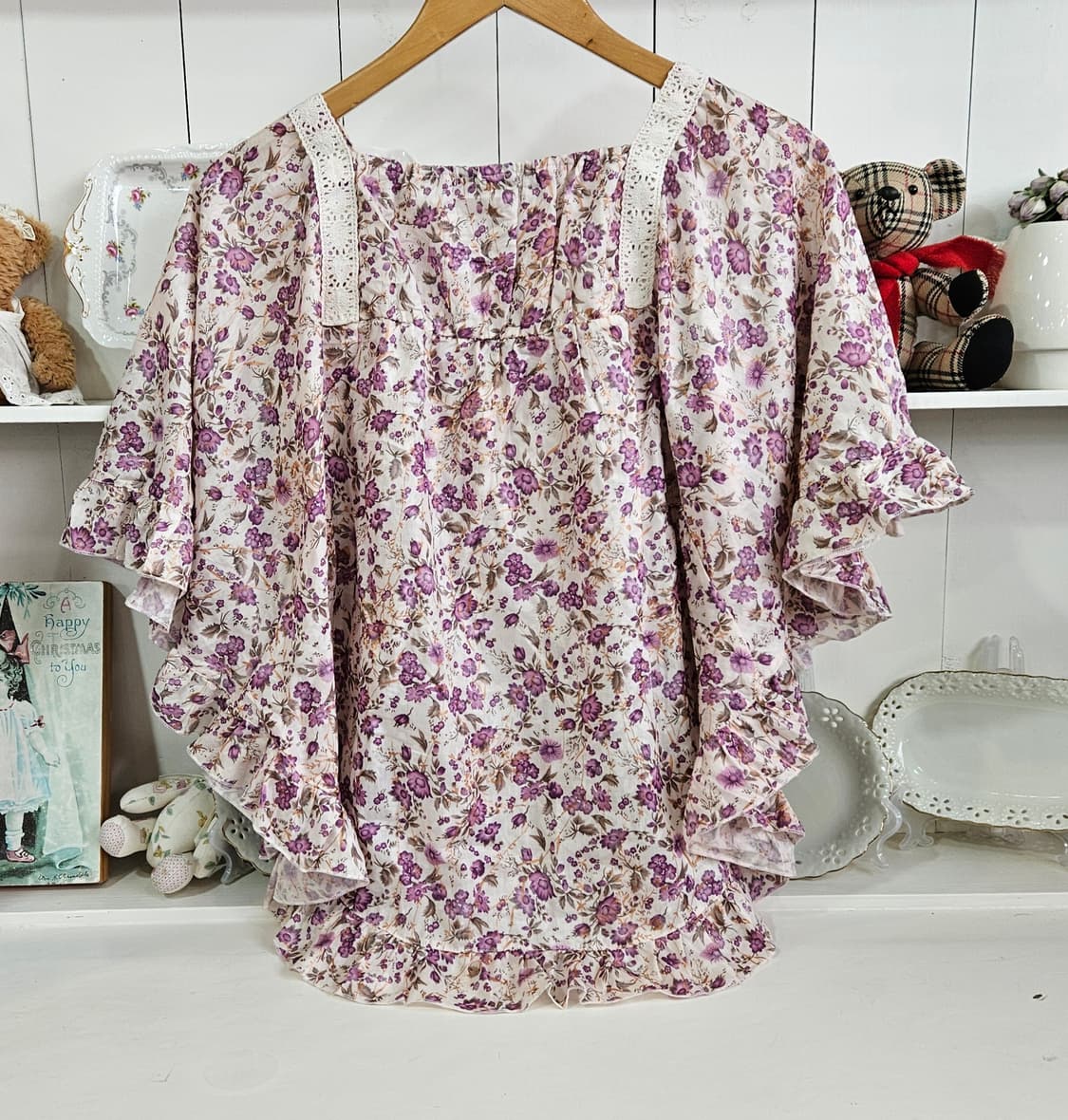 no0327 플로럴 케이프 망또 블라우스 상품이미지7